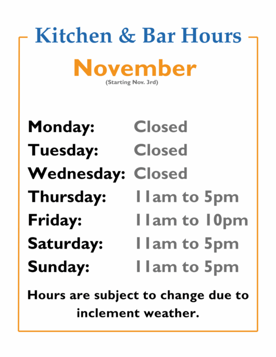 Kitchen Hours November 2025