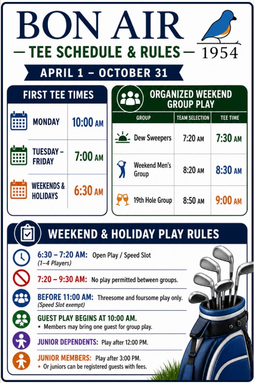 Tee Schedule and Rules 2026